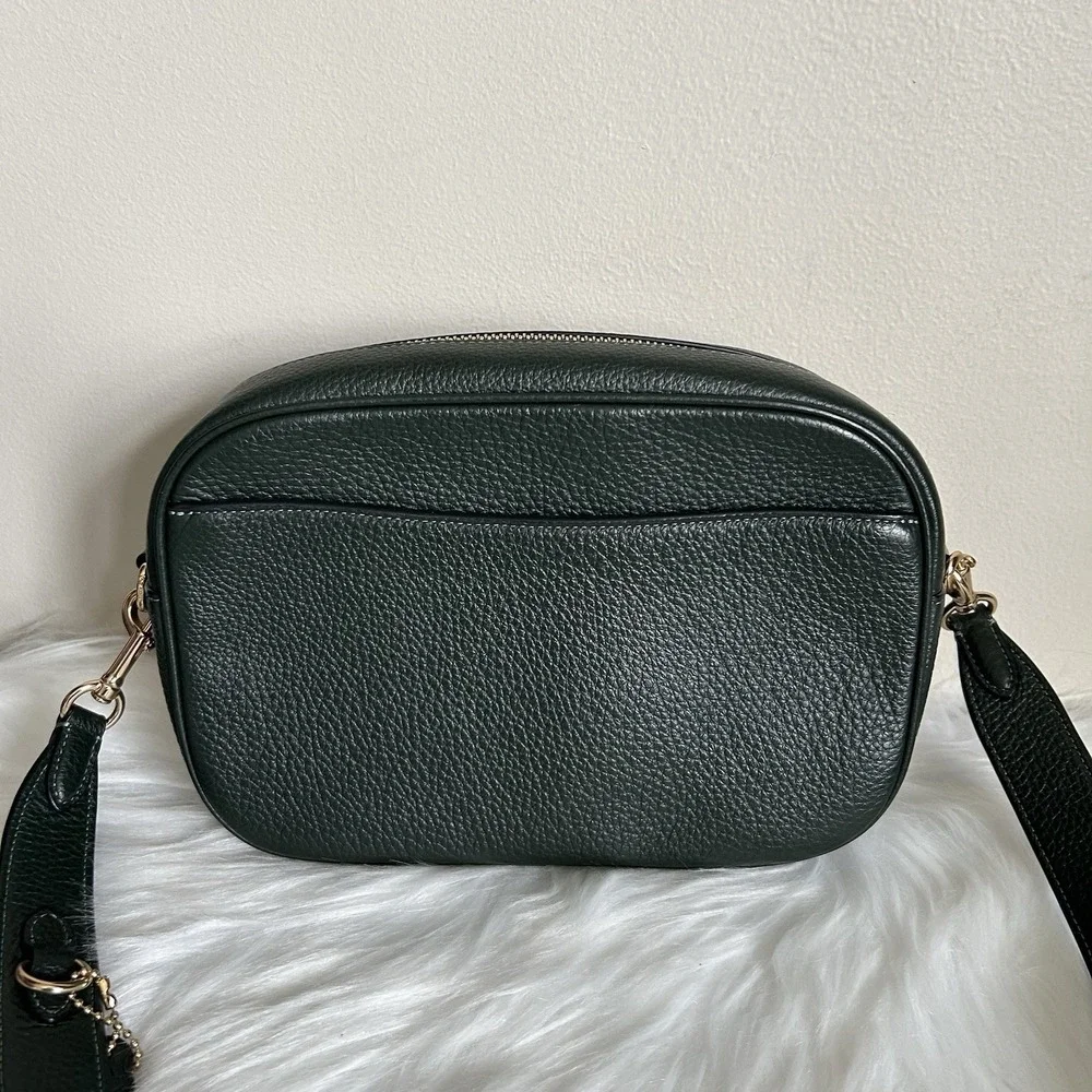 Coach Jamie Camera Bag Forest Green Pebbled Leather Crossbody Excellent - Picture 3 of 9
